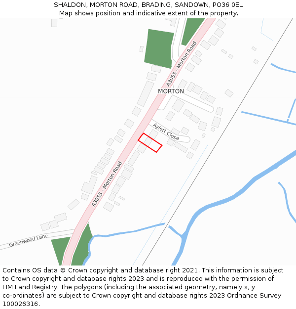 SHALDON, MORTON ROAD, BRADING, SANDOWN, PO36 0EL: Location map and indicative extent of plot