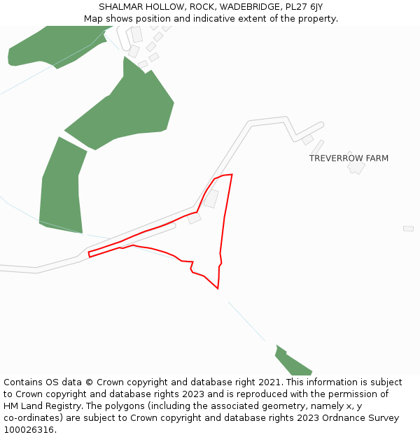 SHALMAR HOLLOW, ROCK, WADEBRIDGE, PL27 6JY: Location map and indicative extent of plot