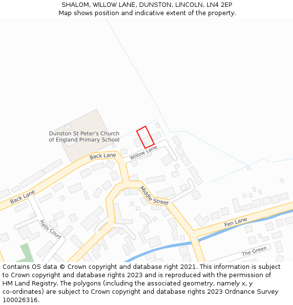 SHALOM, WILLOW LANE, DUNSTON, LINCOLN, LN4 2EP: Location map and indicative extent of plot