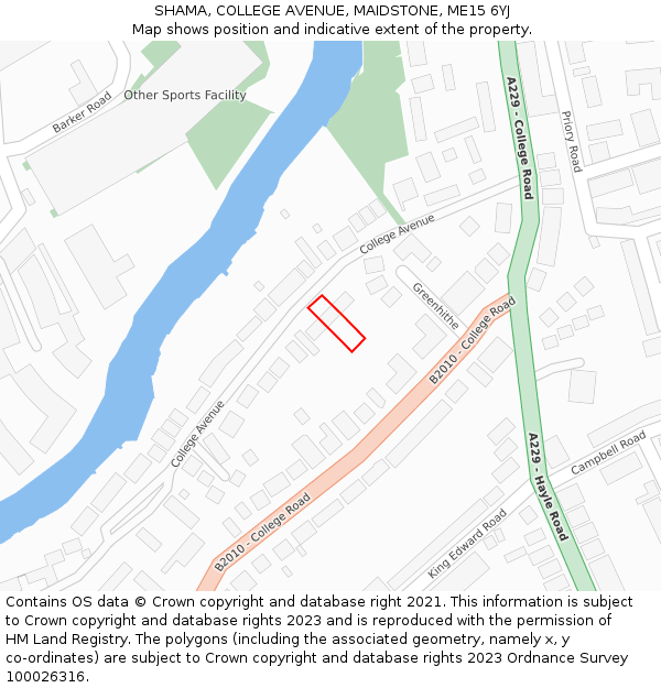 SHAMA, COLLEGE AVENUE, MAIDSTONE, ME15 6YJ: Location map and indicative extent of plot