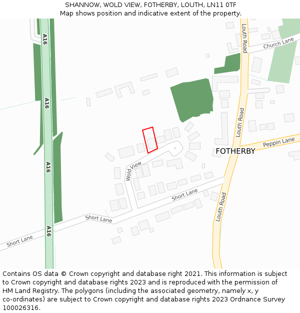 SHANNOW, WOLD VIEW, FOTHERBY, LOUTH, LN11 0TF: Location map and indicative extent of plot