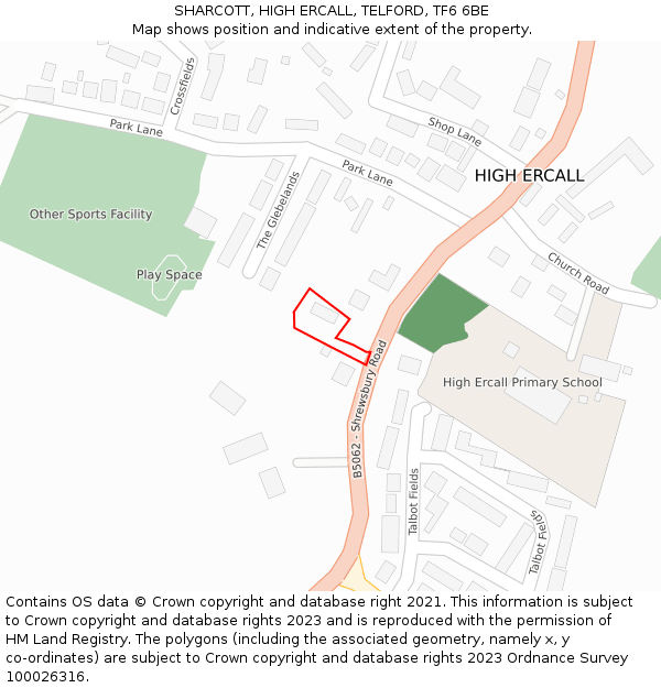 SHARCOTT, HIGH ERCALL, TELFORD, TF6 6BE: Location map and indicative extent of plot