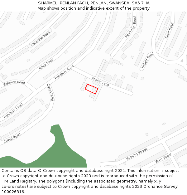 SHARMEL, PENLAN FACH, PENLAN, SWANSEA, SA5 7HA: Location map and indicative extent of plot