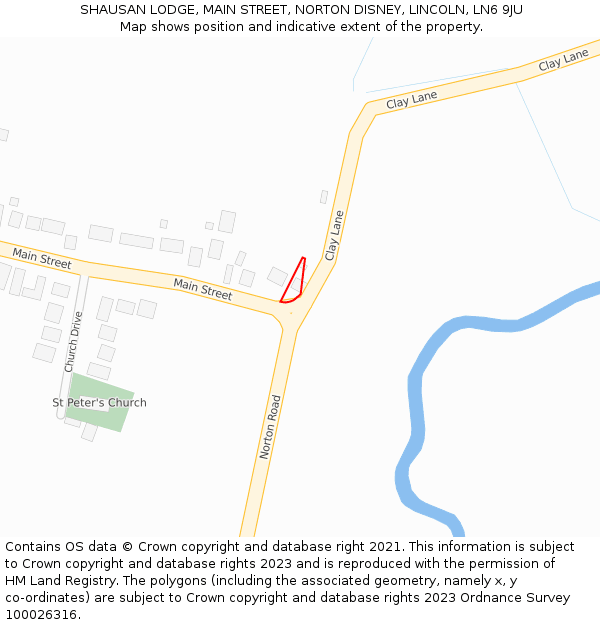 SHAUSAN LODGE, MAIN STREET, NORTON DISNEY, LINCOLN, LN6 9JU: Location map and indicative extent of plot