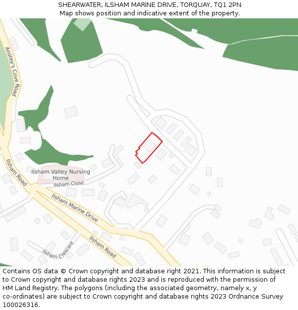 SHEARWATER, ILSHAM MARINE DRIVE, TORQUAY, TQ1 2PN: Location map and indicative extent of plot