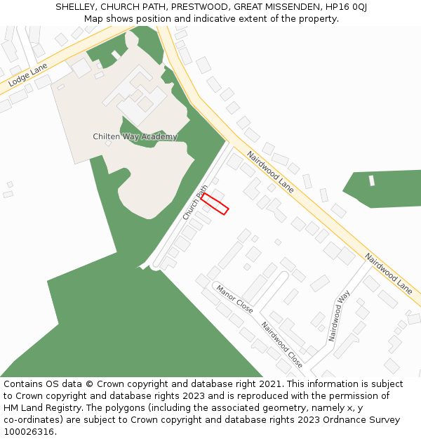 SHELLEY, CHURCH PATH, PRESTWOOD, GREAT MISSENDEN, HP16 0QJ: Location map and indicative extent of plot