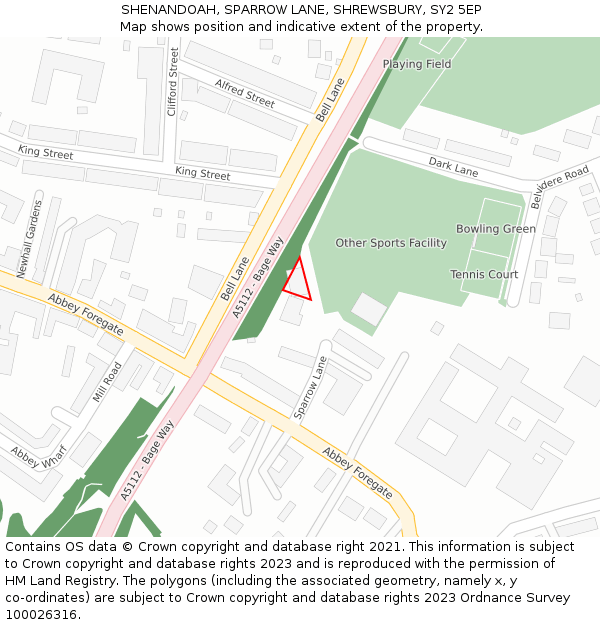 SHENANDOAH, SPARROW LANE, SHREWSBURY, SY2 5EP: Location map and indicative extent of plot
