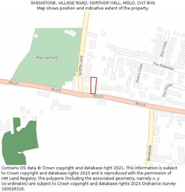 SHENSTONE, VILLAGE ROAD, NORTHOP HALL, MOLD, CH7 6HS: Location map and indicative extent of plot