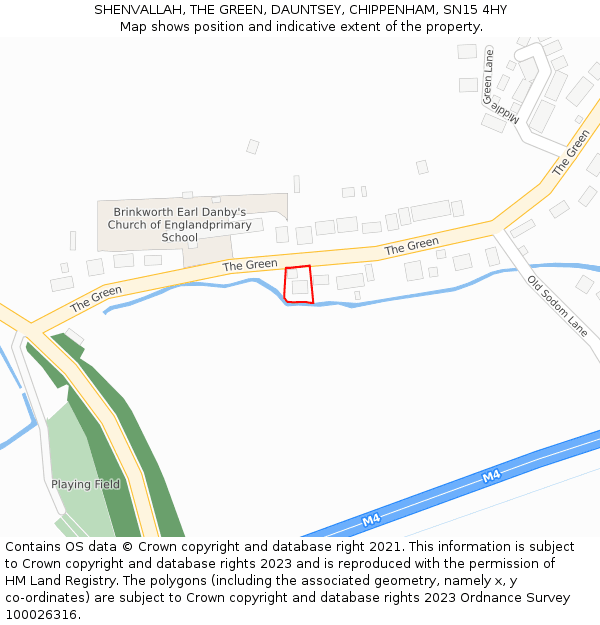 SHENVALLAH, THE GREEN, DAUNTSEY, CHIPPENHAM, SN15 4HY: Location map and indicative extent of plot