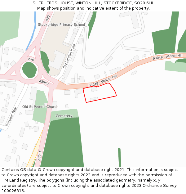 SHEPHERDS HOUSE, WINTON HILL, STOCKBRIDGE, SO20 6HL: Location map and indicative extent of plot