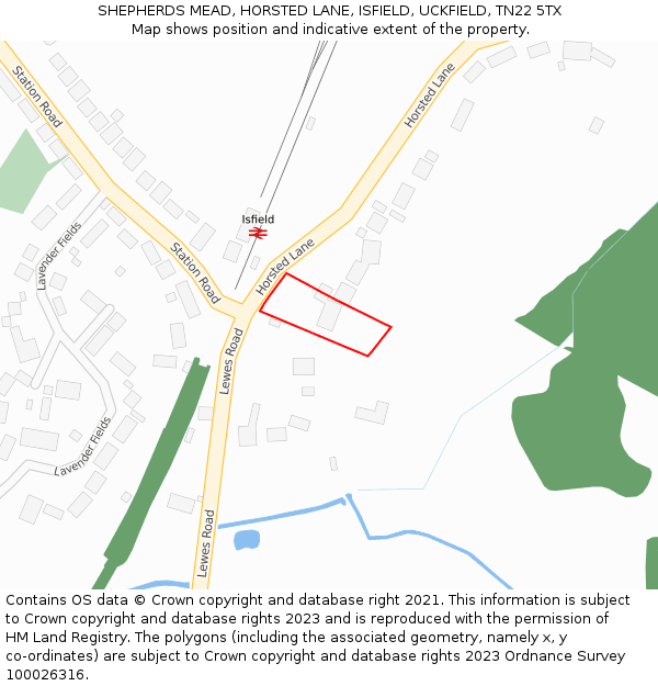 SHEPHERDS MEAD, HORSTED LANE, ISFIELD, UCKFIELD, TN22 5TX: Location map and indicative extent of plot