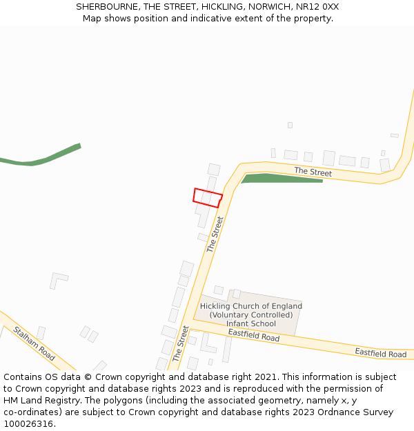 SHERBOURNE, THE STREET, HICKLING, NORWICH, NR12 0XX: Location map and indicative extent of plot