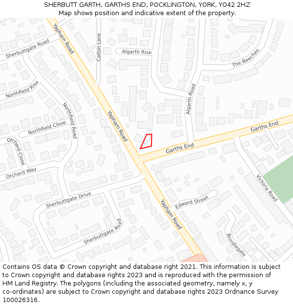 SHERBUTT GARTH, GARTHS END, POCKLINGTON, YORK, YO42 2HZ: Location map and indicative extent of plot