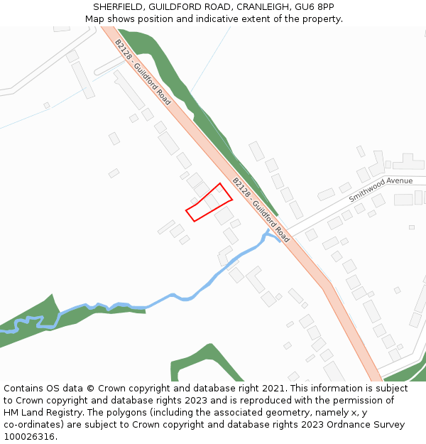 SHERFIELD, GUILDFORD ROAD, CRANLEIGH, GU6 8PP: Location map and indicative extent of plot