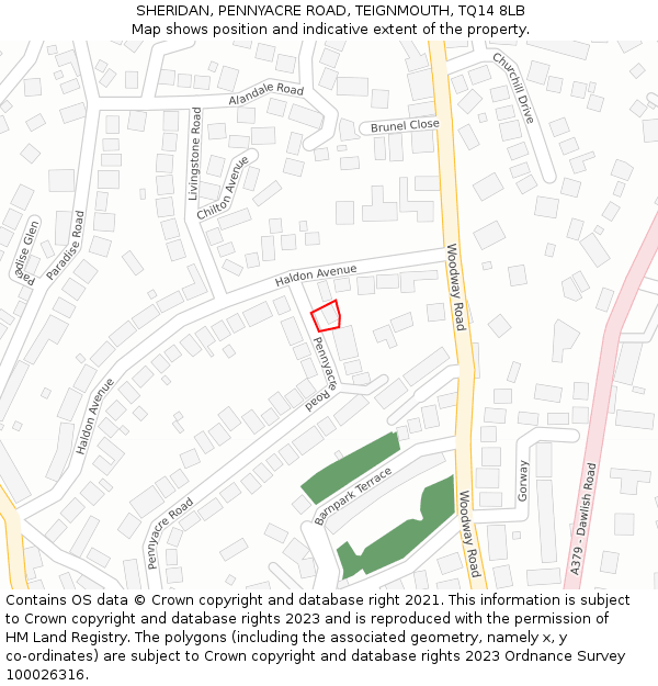 SHERIDAN, PENNYACRE ROAD, TEIGNMOUTH, TQ14 8LB: Location map and indicative extent of plot