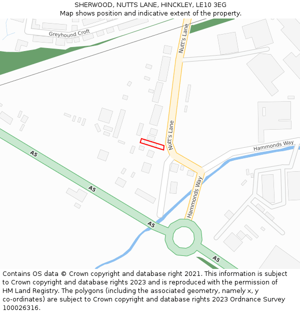 SHERWOOD, NUTTS LANE, HINCKLEY, LE10 3EG: Location map and indicative extent of plot