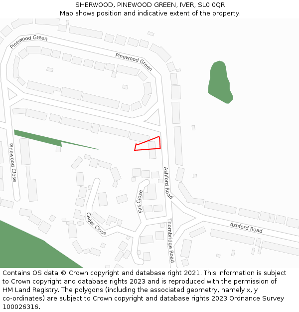 SHERWOOD, PINEWOOD GREEN, IVER, SL0 0QR: Location map and indicative extent of plot