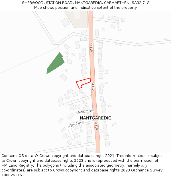 SHERWOOD, STATION ROAD, NANTGAREDIG, CARMARTHEN, SA32 7LG: Location map and indicative extent of plot