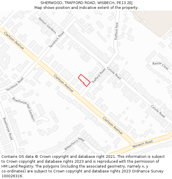 SHERWOOD, TRAFFORD ROAD, WISBECH, PE13 2EJ: Location map and indicative extent of plot