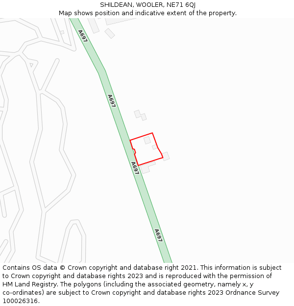 SHILDEAN, WOOLER, NE71 6QJ: Location map and indicative extent of plot
