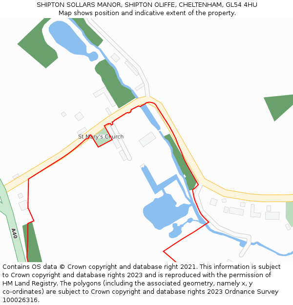 SHIPTON SOLLARS MANOR, SHIPTON OLIFFE, CHELTENHAM, GL54 4HU: Location map and indicative extent of plot