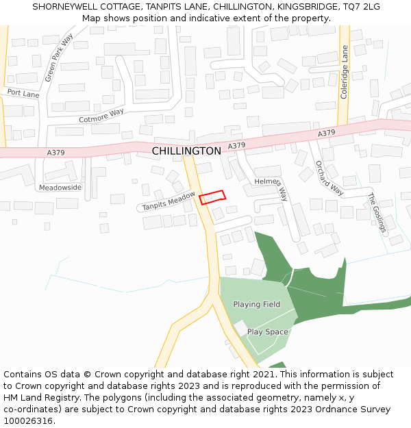 SHORNEYWELL COTTAGE, TANPITS LANE, CHILLINGTON, KINGSBRIDGE, TQ7 2LG: Location map and indicative extent of plot