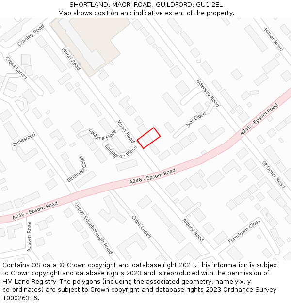 SHORTLAND, MAORI ROAD, GUILDFORD, GU1 2EL: Location map and indicative extent of plot