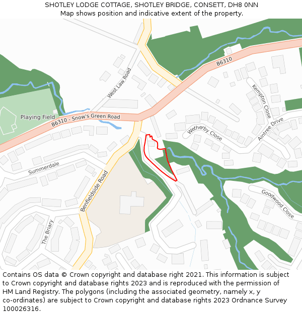 SHOTLEY LODGE COTTAGE, SHOTLEY BRIDGE, CONSETT, DH8 0NN: Location map and indicative extent of plot