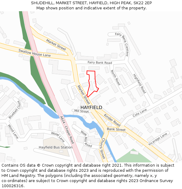 SHUDEHILL, MARKET STREET, HAYFIELD, HIGH PEAK, SK22 2EP: Location map and indicative extent of plot