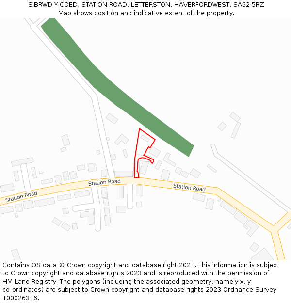 SIBRWD Y COED, STATION ROAD, LETTERSTON, HAVERFORDWEST, SA62 5RZ: Location map and indicative extent of plot