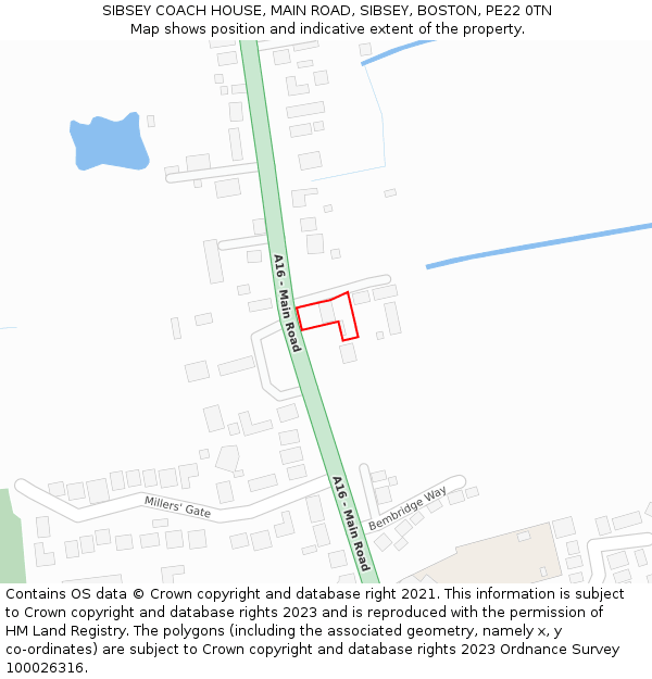 SIBSEY COACH HOUSE, MAIN ROAD, SIBSEY, BOSTON, PE22 0TN: Location map and indicative extent of plot