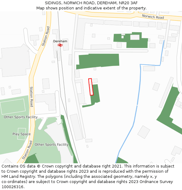 SIDINGS, NORWICH ROAD, DEREHAM, NR20 3AF: Location map and indicative extent of plot
