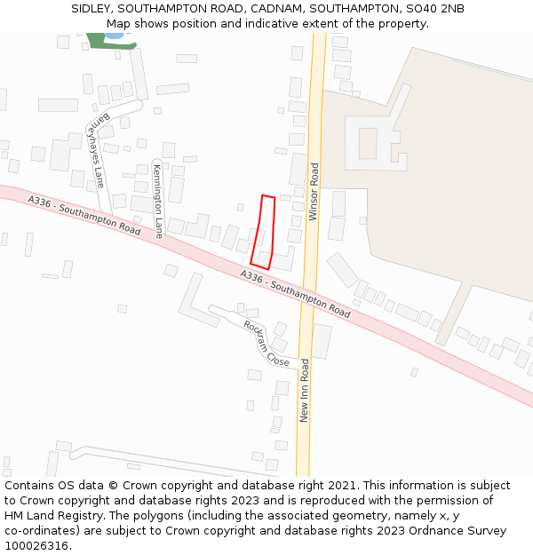 SIDLEY, SOUTHAMPTON ROAD, CADNAM, SOUTHAMPTON, SO40 2NB: Location map and indicative extent of plot