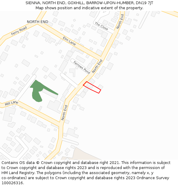 SIENNA, NORTH END, GOXHILL, BARROW-UPON-HUMBER, DN19 7JT: Location map and indicative extent of plot