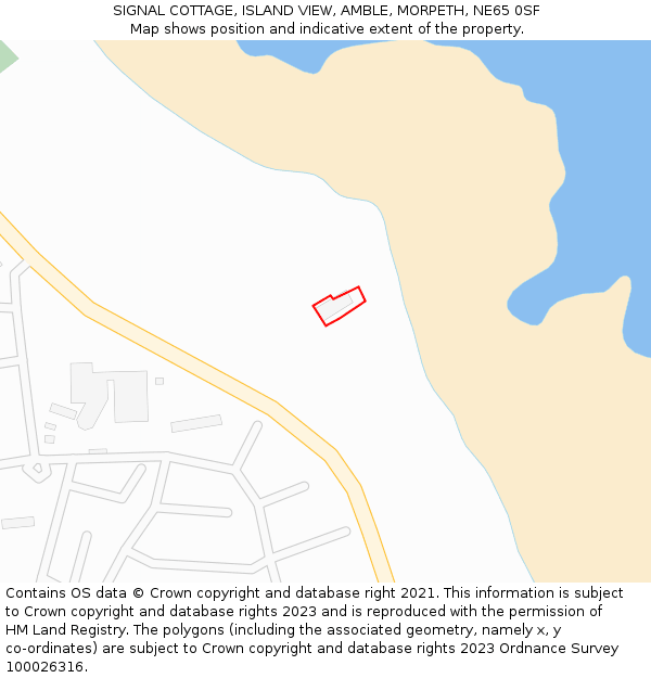 SIGNAL COTTAGE, ISLAND VIEW, AMBLE, MORPETH, NE65 0SF: Location map and indicative extent of plot