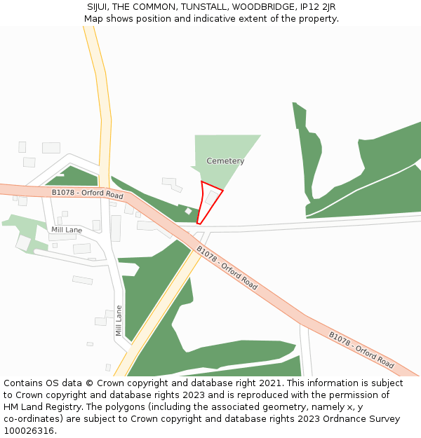 SIJUI, THE COMMON, TUNSTALL, WOODBRIDGE, IP12 2JR: Location map and indicative extent of plot