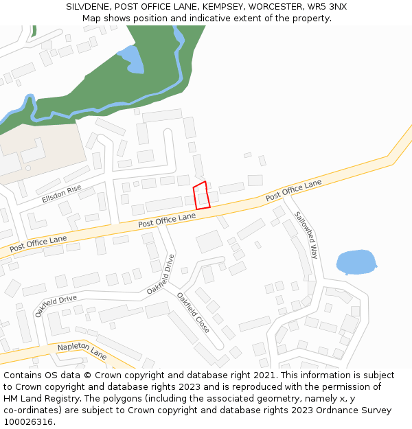 SILVDENE, POST OFFICE LANE, KEMPSEY, WORCESTER, WR5 3NX: Location map and indicative extent of plot