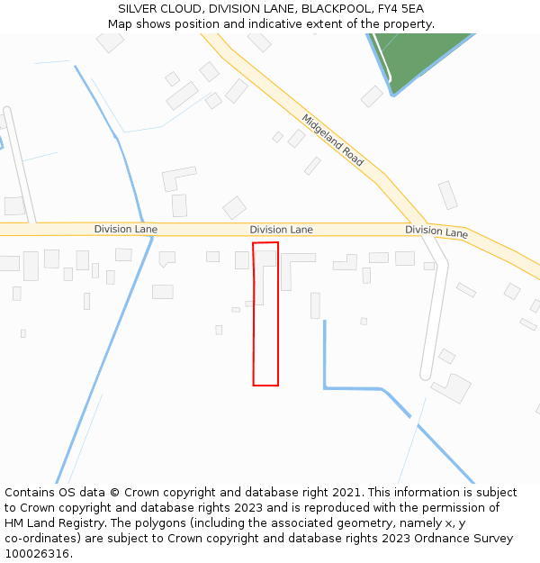 SILVER CLOUD, DIVISION LANE, BLACKPOOL, FY4 5EA: Location map and indicative extent of plot