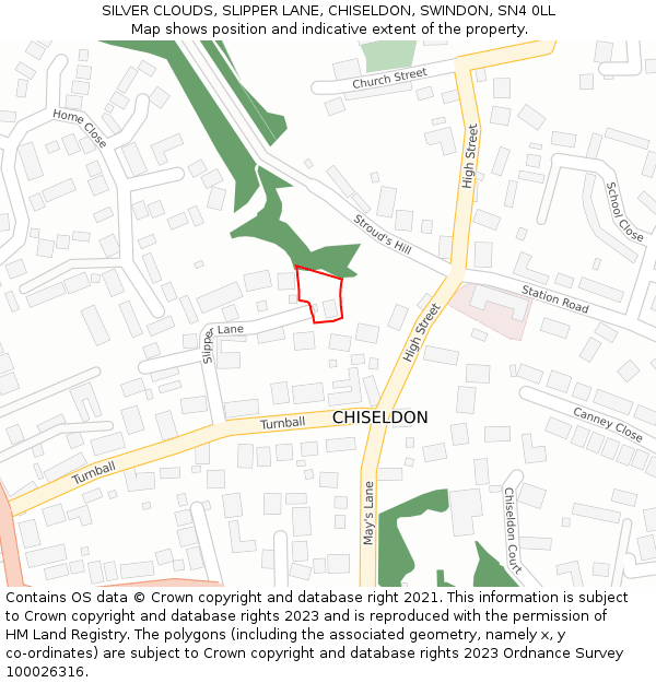 SILVER CLOUDS, SLIPPER LANE, CHISELDON, SWINDON, SN4 0LL: Location map and indicative extent of plot