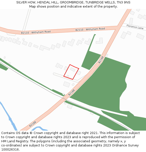 SILVER HOW, HENDAL HILL, GROOMBRIDGE, TUNBRIDGE WELLS, TN3 9NS: Location map and indicative extent of plot