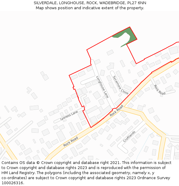 SILVERDALE, LONGHOUSE, ROCK, WADEBRIDGE, PL27 6NN: Location map and indicative extent of plot