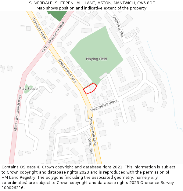 SILVERDALE, SHEPPENHALL LANE, ASTON, NANTWICH, CW5 8DE: Location map and indicative extent of plot
