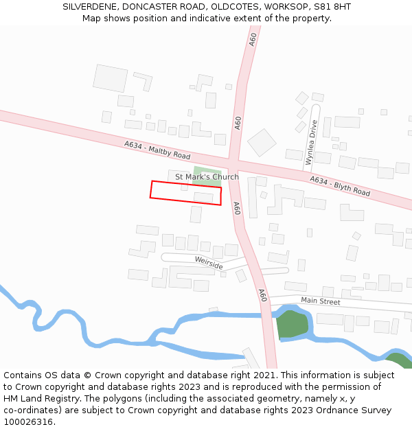 SILVERDENE, DONCASTER ROAD, OLDCOTES, WORKSOP, S81 8HT: Location map and indicative extent of plot