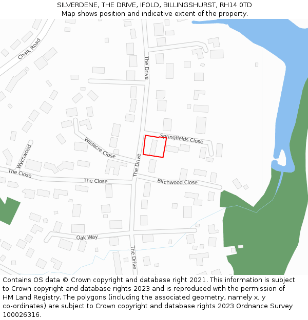 SILVERDENE, THE DRIVE, IFOLD, BILLINGSHURST, RH14 0TD: Location map and indicative extent of plot