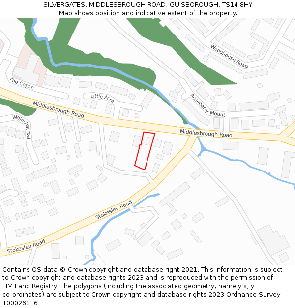 SILVERGATES, MIDDLESBROUGH ROAD, GUISBOROUGH, TS14 8HY: Location map and indicative extent of plot