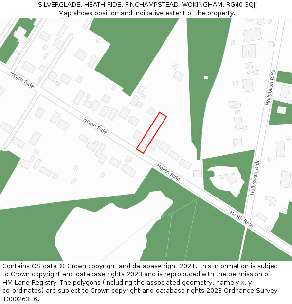 SILVERGLADE, HEATH RIDE, FINCHAMPSTEAD, WOKINGHAM, RG40 3QJ: Location map and indicative extent of plot