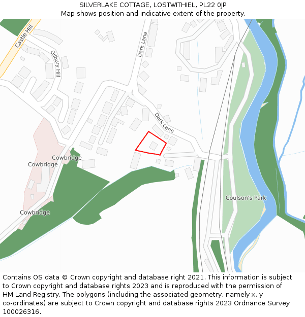 SILVERLAKE COTTAGE, LOSTWITHIEL, PL22 0JP: Location map and indicative extent of plot