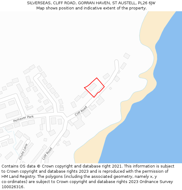 SILVERSEAS, CLIFF ROAD, GORRAN HAVEN, ST AUSTELL, PL26 6JW: Location map and indicative extent of plot