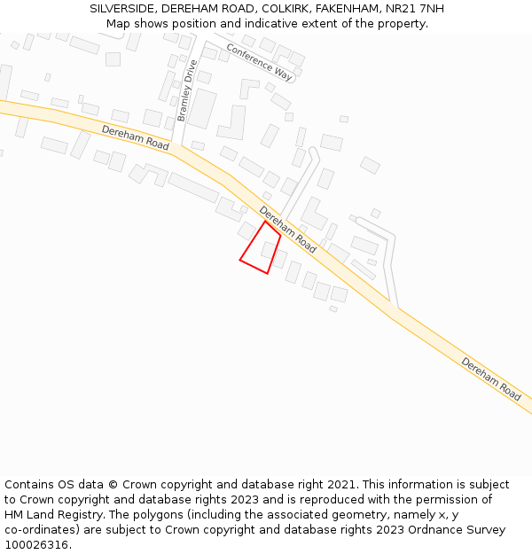 SILVERSIDE, DEREHAM ROAD, COLKIRK, FAKENHAM, NR21 7NH: Location map and indicative extent of plot