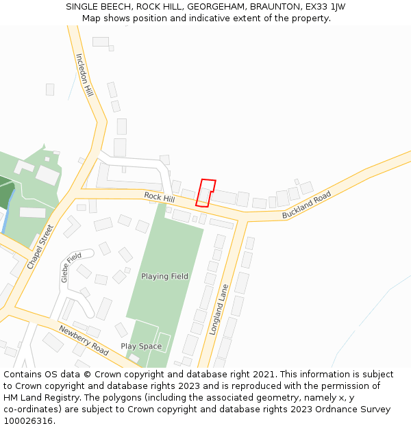 SINGLE BEECH, ROCK HILL, GEORGEHAM, BRAUNTON, EX33 1JW: Location map and indicative extent of plot